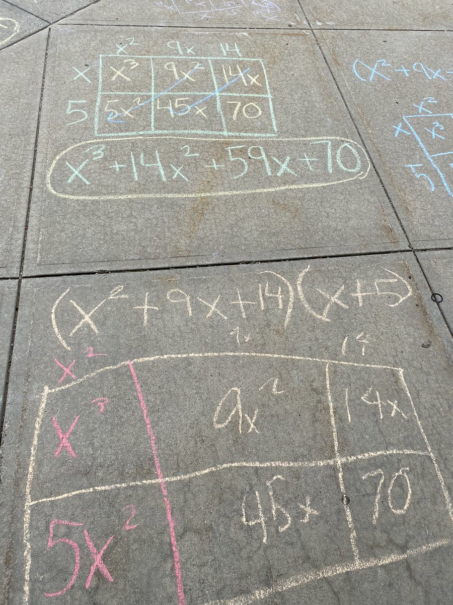 MsKmathclass's tweet photo. Finding the joy in math! So proud of these mathematicians!! #sidewalkmath #calculusproject #MTBoS #iteachmath https://t.co/EHDLmrX9s4