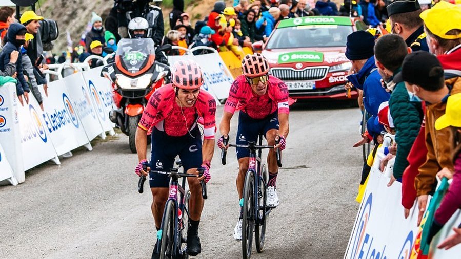 EFprocycling's tweet photo. May not have gotten the results we wanted for stage 17 — but nothing makes us prouder than watching our team work together like this. Hats off to Sergio and Rigo for leaving everything out there on the Col du Portet today.

📷: @a_gruber + @jeredgruber https://t.co/ln36FWR1Iw