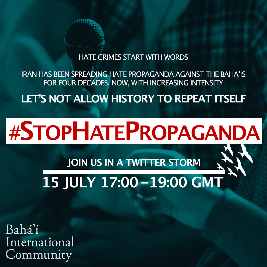 BahaiBIC_Rights's tweet photo. History shows that flagrant violations of human rights often take place in a climate of hate and disinformation. Let’s not allow history to repeat itself. #StopHatePropaganda https://t.co/ZJNHZYuZGc