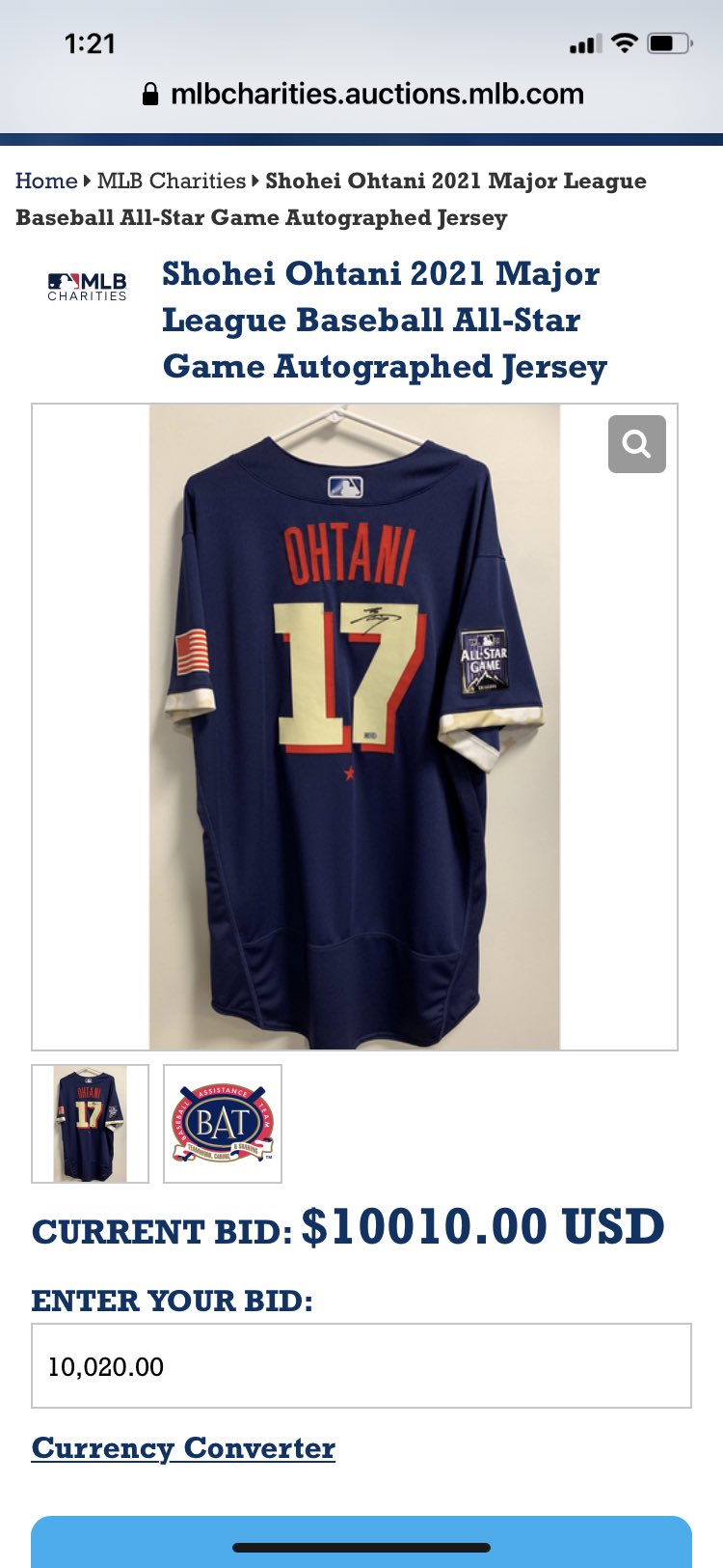 Ohtani-san on X: $10,010 already bid on Ohtani's All-Star jersey