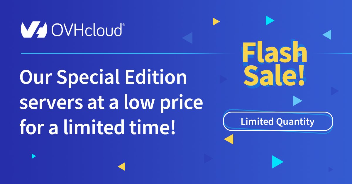 OVHcloud_US's tweet photo. Don’t wait, check out our Special Edition servers available for a limited time. With special configurations based on the Intel® Xeon® platform, you’ll have an exceptional balance of compute, memory, and storage. #Sale #Servers #OVHcloudUS
Discover more: https://t.co/Q49Oyzae8q https://t.co/dyOT731UmD