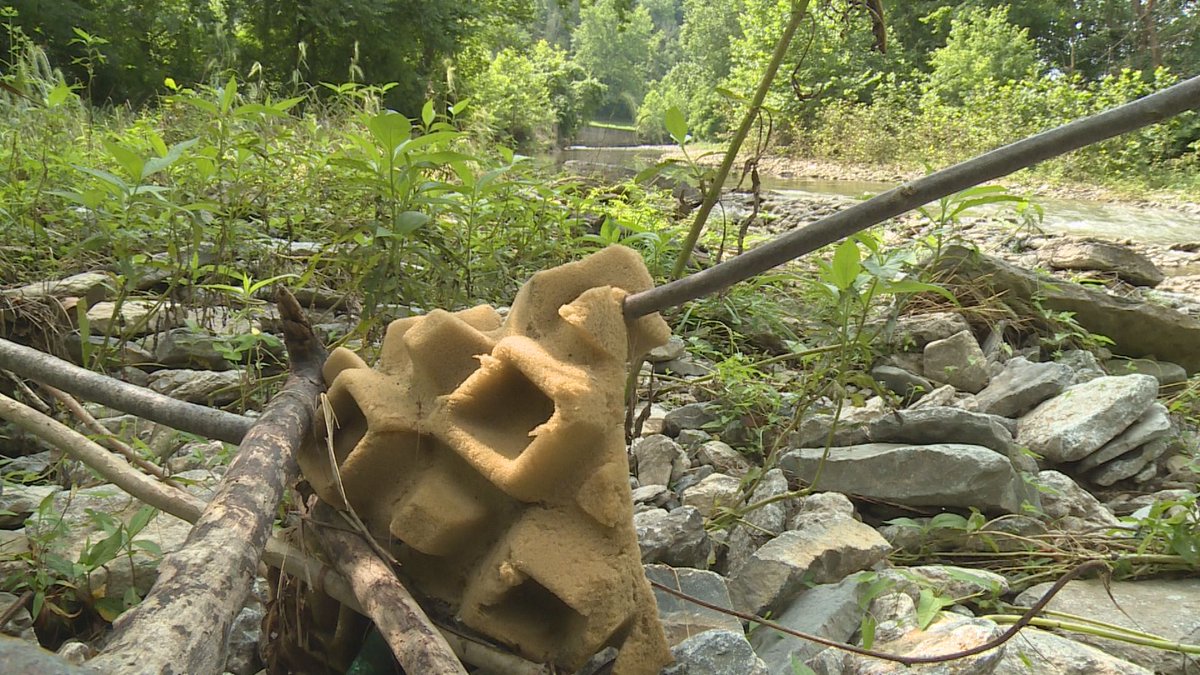 AdamBurnistonWX's tweet photo. A Madison County man is on a mission to clean up local creeks and while spreading awareness of the impacts from littering he is also turning some of the trash into art. Catch that story at 6 on @WKYT https://t.co/oR63K2m4FX