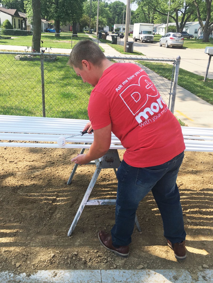 Employees Riley Lemke, Wayne Wakehouse, Marie Miller and Kelsey Stupfell helped on a house build last Friday with Habitat for Humanity of Council Bluffs along with their Executive director, Blake Johnson and fellow community volunteers.