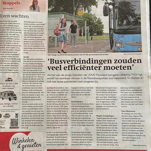 JOVDFlevoland's tweet photo. In de nieuwe editie van @DeNOP staat een mooi artikel over onze actie waarmee wij aandacht vroegen voor de staat van het openbaar vervoer in de Noordoostpolder. #teambus #teamauto https://t.co/On6ea30GRG