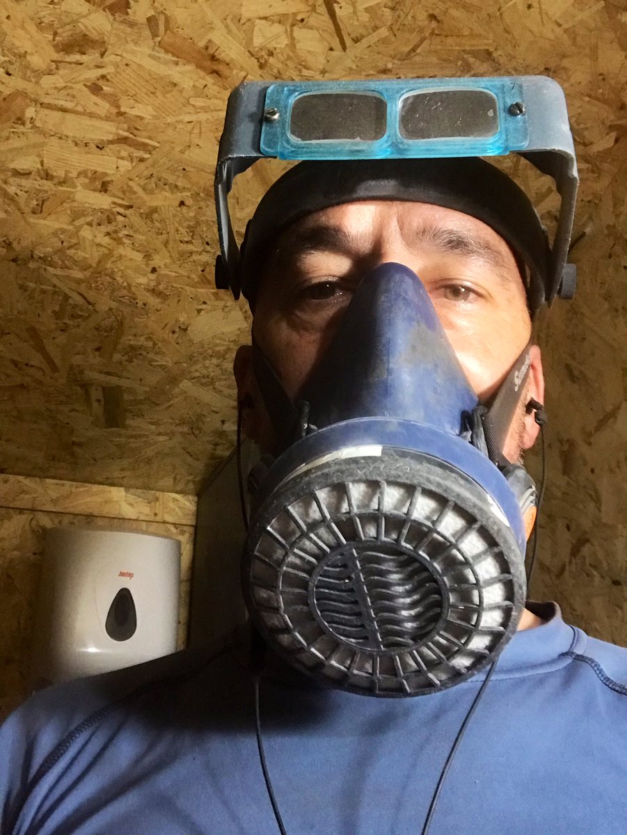 Honey I shrunk the kids... 🤣 You can never have enough safety gear when prepping fossils. The matrix from Charmouth contains pyrite and that is not good for you. Nothing a P3 half face mask can’t handle! #safetyfirst #fossilprep