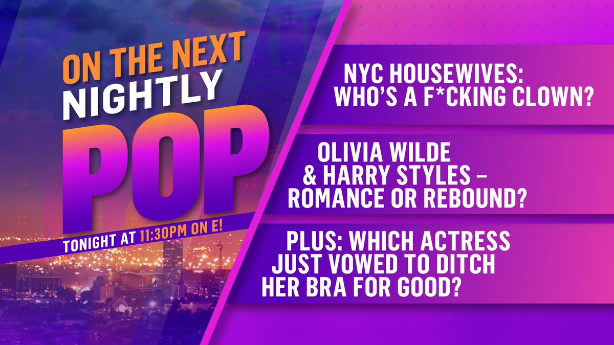 E_NightlyPop's tweet photo. Hi Friends! We're talking all things #RHONY, #TylerPerrys #Sistas, and #HarryStyles 💜 So, slide into bed and we'll see you soon! #NightlyPop @Morgan_Stewart @HunterMarch @shrrycola https://t.co/lNECTtWWY6