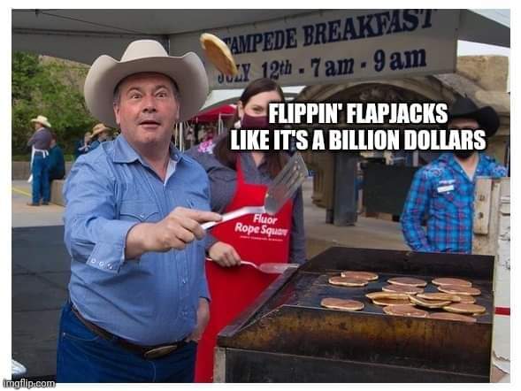 AlohaUCP's tweet photo. @jkenney best summer ever Flipping pancakes like it's a billion dollars of taxpayer money #ableg https://t.co/hiSoEsosWM