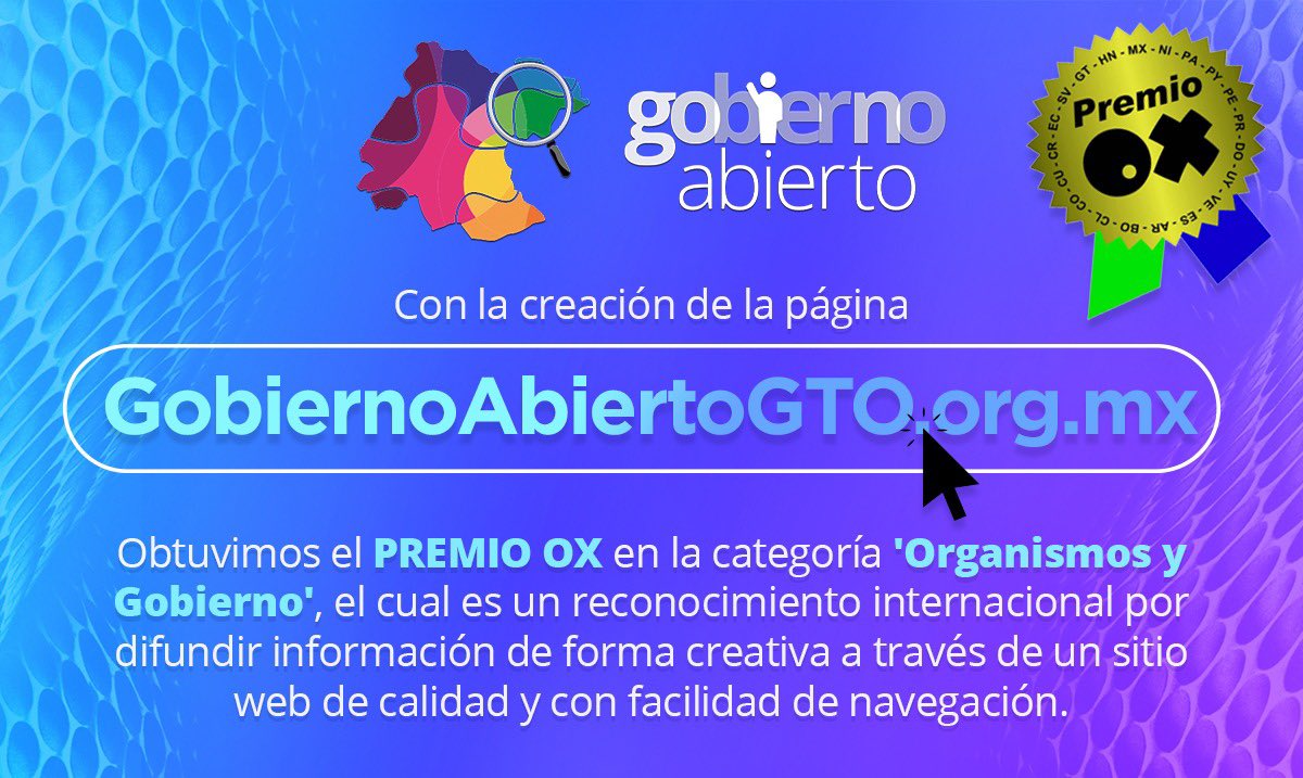 🏆 ¡Obtuvimos un reconocimiento internacional por ser creadores de sitios web con contenido de calidad con nuestra página gobiernoabiertogto.org.mx ! 💻
¡Seguimos trabajando para que toda la ciudadanía guanajuatense tenga acceso a la información de forma rápida y sencilla!