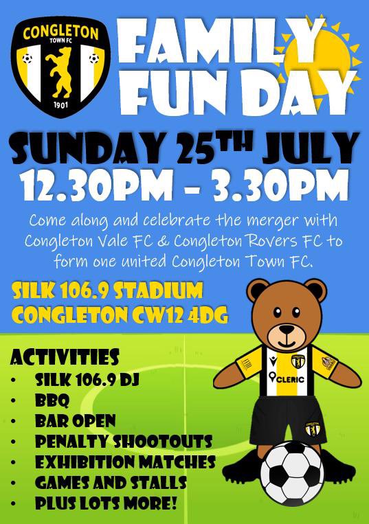 Family Fun Day is being held here at the <a href="/silk1069/">Cheshire's Silk 106.9</a> stadium on the 25th July between 12:30 - 3:30pm. 

Come down and join the fun &amp; celebrations. 

#UTB 🐻⚽️