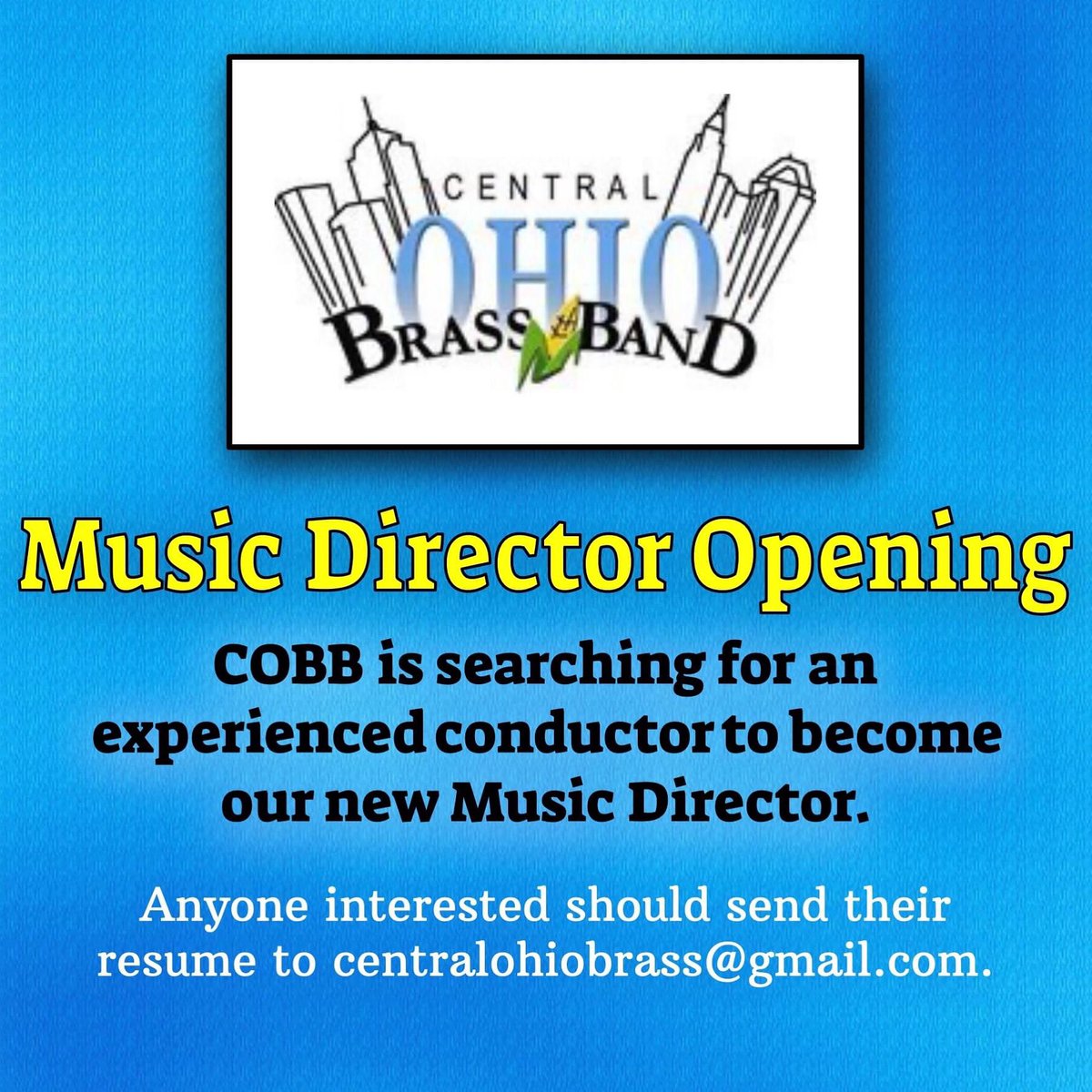 COBB is searching for a new Music Director! Visit our website for more information. #brassband #conductor #centralohiobrassband