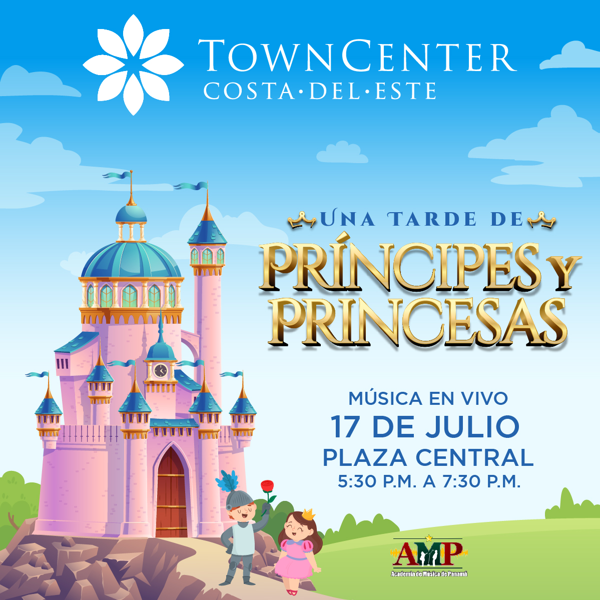 Disfruta de una tarde mágica de príncipes y princesas este sábado 17 de julio en nuestra Plaza Central, al aire libre, celebrando a todos los niños con canciones de sus películas favoritas por la <a href="/AMPanama/">AMPanama</a> 😃🏰🎵

Te esperamos de 5:30 p.m. a 7:30 p.m., totalmente gratis.