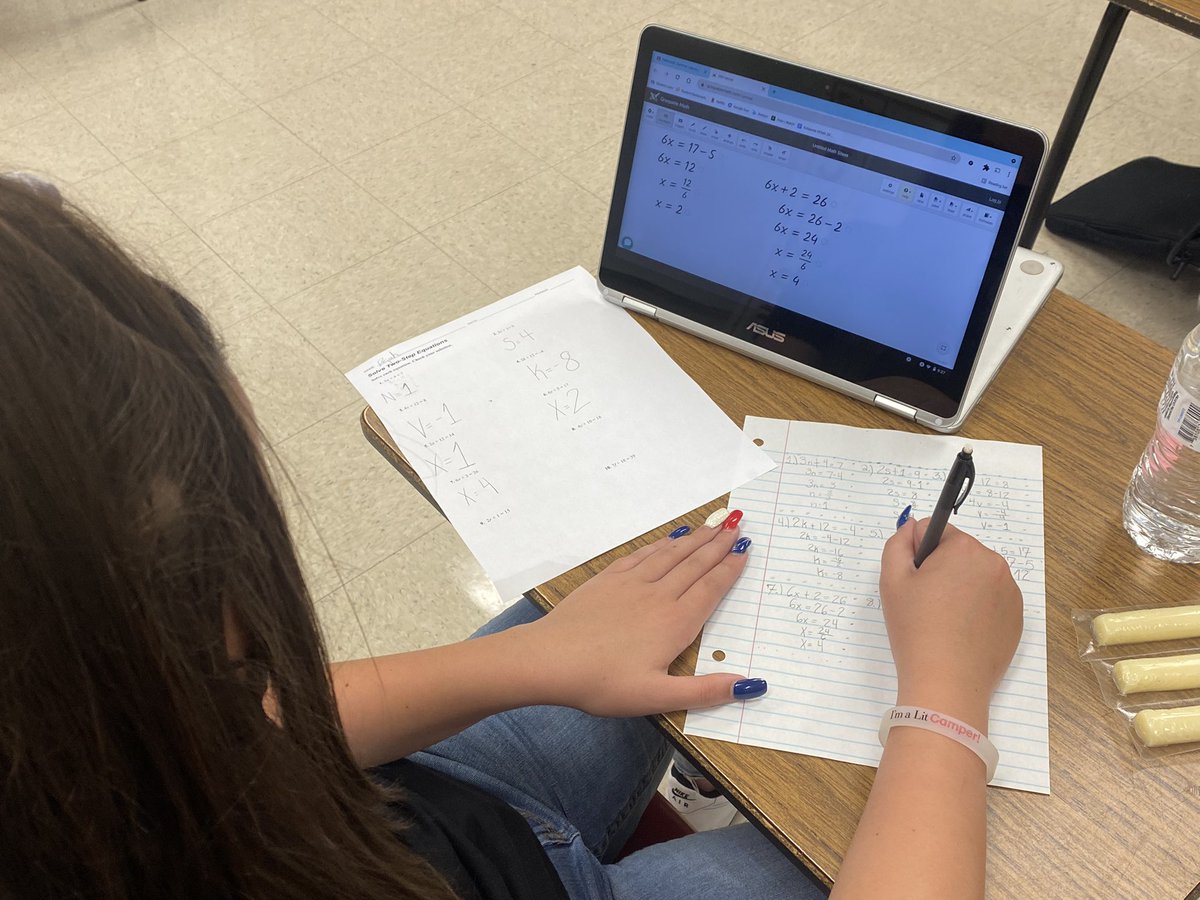 ms_pellicciotti's tweet photo. Today we did more practice with solving two step equations!!! @GraspableMath is a great learning tool👏🏼 so proud of my students for working hard on mastering this skill!! #iteachmath #summercamp #twostepequations #solvingequations #mathiscool https://t.co/JH6RTXJNS1