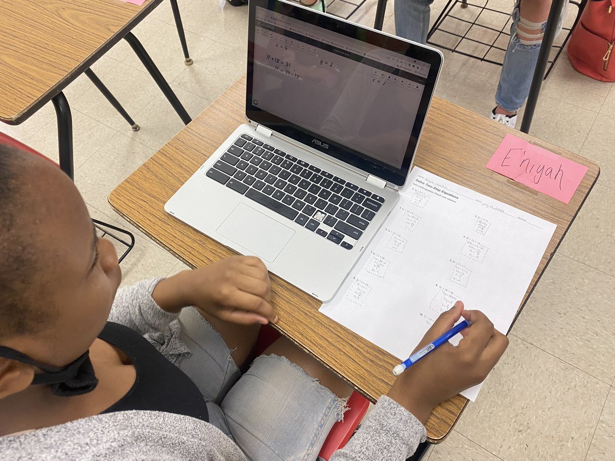 ms_pellicciotti's tweet photo. Today we did more practice with solving two step equations!!! @GraspableMath is a great learning tool👏🏼 so proud of my students for working hard on mastering this skill!! #iteachmath #summercamp #twostepequations #solvingequations #mathiscool https://t.co/JH6RTXJNS1