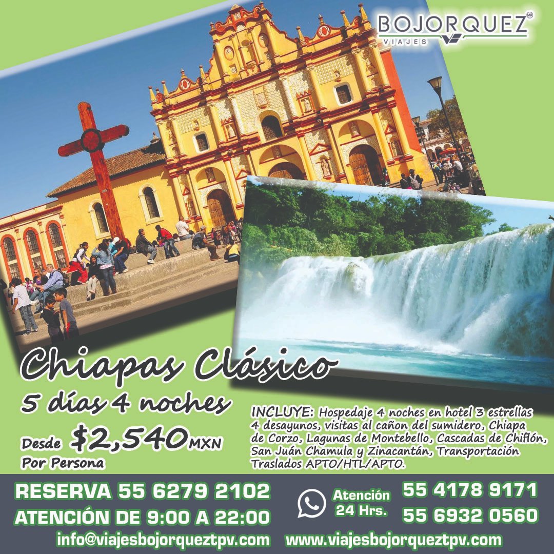 TpvViajes's tweet photo. Las impresionantes maravillas de Chiapas en un tour de 5 días desde $2,540 MXN por persona, incluye hospedaje hotel 3 estrellas, visitas y transportación en el destino ¡Increíble!...

https://t.co/t4dhGYoTns

#viaja #paquetesachiapas #chiapas #viajaxmexico #quieroviajar https://t.co/4mnJxHzKdM