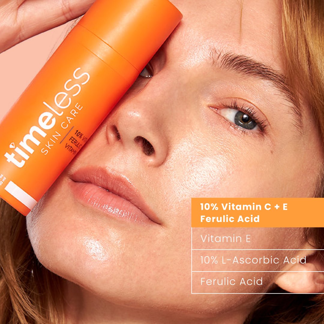 Timeless Skin Care on Twitter: &quot;Get the skin you&#39;ve always dreamed of 🤩 Our 10% Vitamin C + E Ferulic Acid Serum gently lightens hyperpigmentation and brightens dull skin tone by boosting