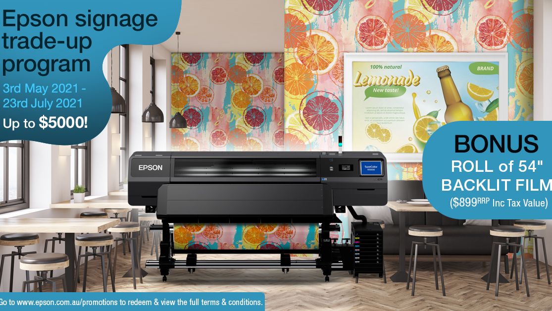EpsonAust's tweet photo. Looking for a new signage printer? Whether it is Solvent or Resin/Latex that you are interested in Epson has a solution…and to assist we will pay CASH for your old machine! Find out more now! https://t.co/xtqjqLmjmx #signage #signageprinter #epson https://t.co/jZW389kHeQ