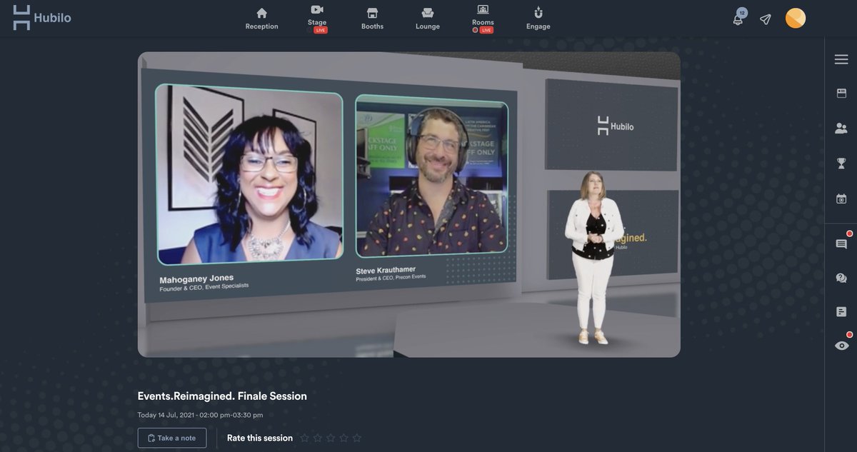 Hubiloconnect's tweet image. What an enriching session on hybrid events by @mahoganeyjones,  Founder &amp;amp; CEO, Event Specialist &amp;amp; Steve Krauthamer, President &amp;amp; CEO, @PreconEvents! 

Want to be where all the action's happening? Click here 👉 hubs.ly/H0QjBbB0 

#hubiloevents #hybridevents #eventsreimagined