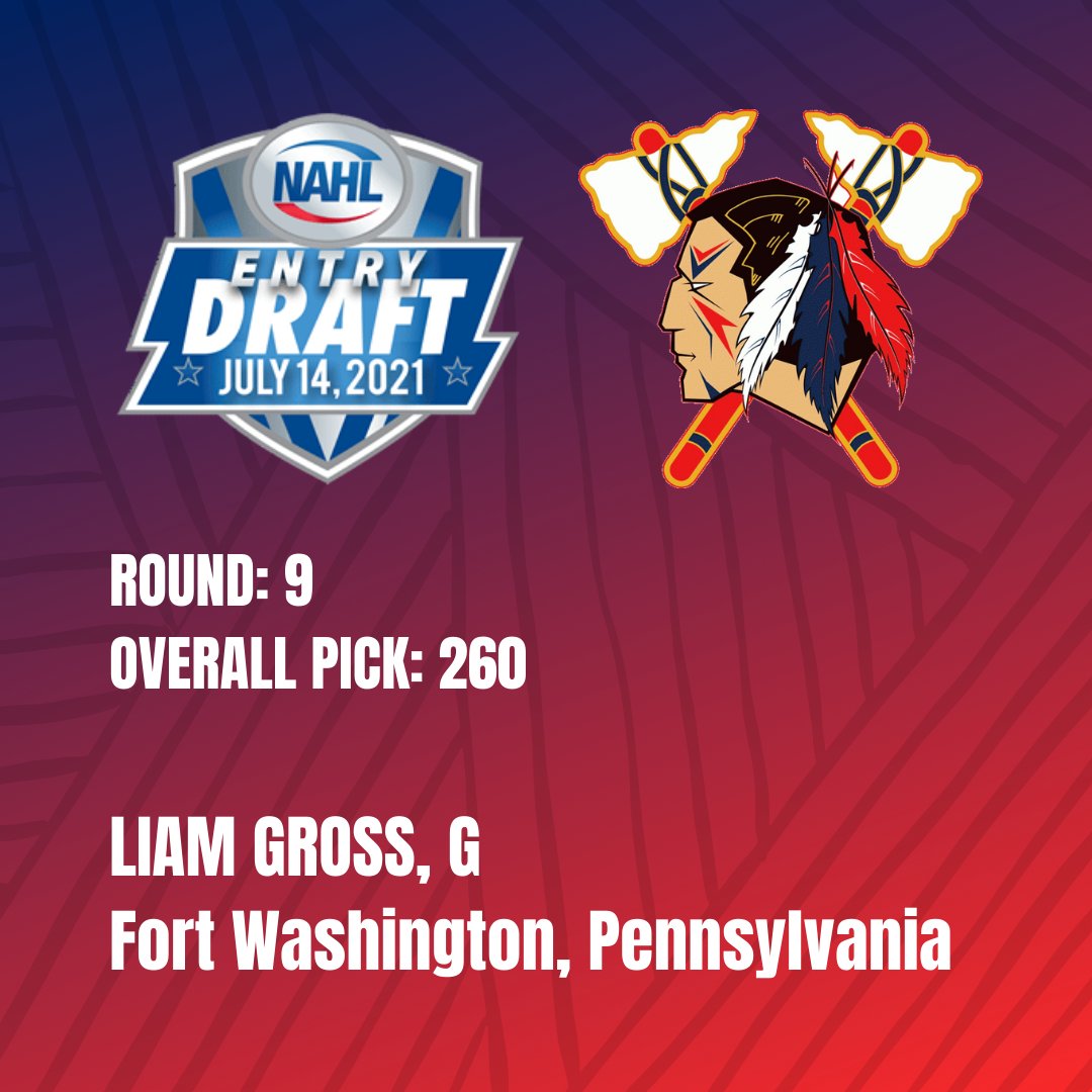 TomahawksHockey's tweet photo. You might recognize this name... Next up in the #NAHLDraft, the Johnstown Tomahawks select goaltender Liam Gross. https://t.co/KXCfTfGihl