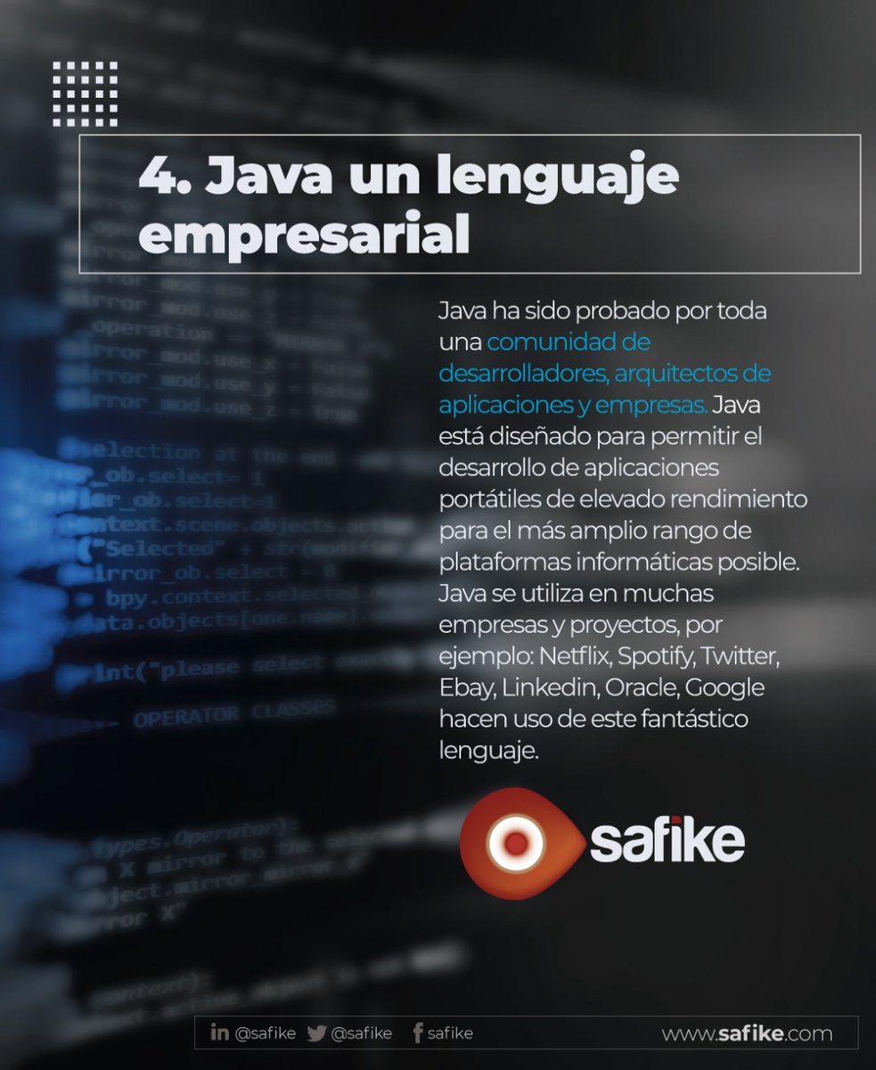 safike's tweet photo. Java ha sido utilizado por muchas empresas y proyectos reconocidos. https://t.co/CuRLxhk6ny