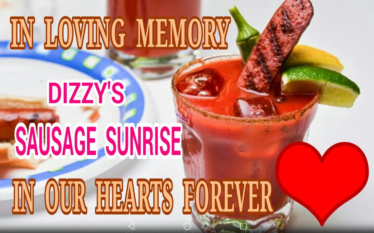 AlanSla90124663's tweet photo. @VitCza @cat_jago @rotrujo @BloomNight2 @RealFakeGator @TinyPearlCat @AnipalAviators Please remember him by joining us with his favourite drink in the bar.
A sausage sunrise.

#ECCDizzy 
#ACandleForDizzy https://t.co/uLwSBp00SE