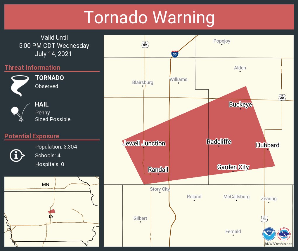 NWS Des Moines on Twitter "Tornado Warning including Jewell Junction