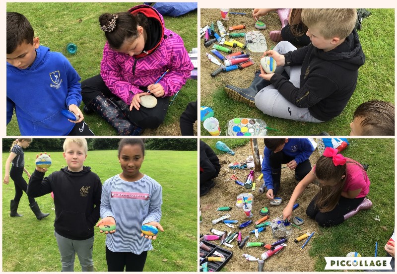 YsgolBroTawe's tweet photo. Another creative day with @Clarefrog22 as part of the #FaCEProject. 🎨🌳 We loved making dens to keep us sheltered whilst we painted our pebbles for the exhibition! 🖌️⛺️
#HealthAndWellbeing 
@MrsBullionsMaes 
@Maesydderwen 
@_OLW_ 
@WG_Education 
@powyseducation https://t.co/NXF59mL9DR