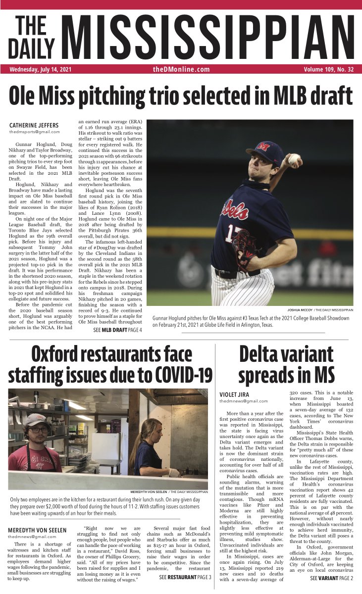 The Daily Mississippian This Week S Front Page Eedition