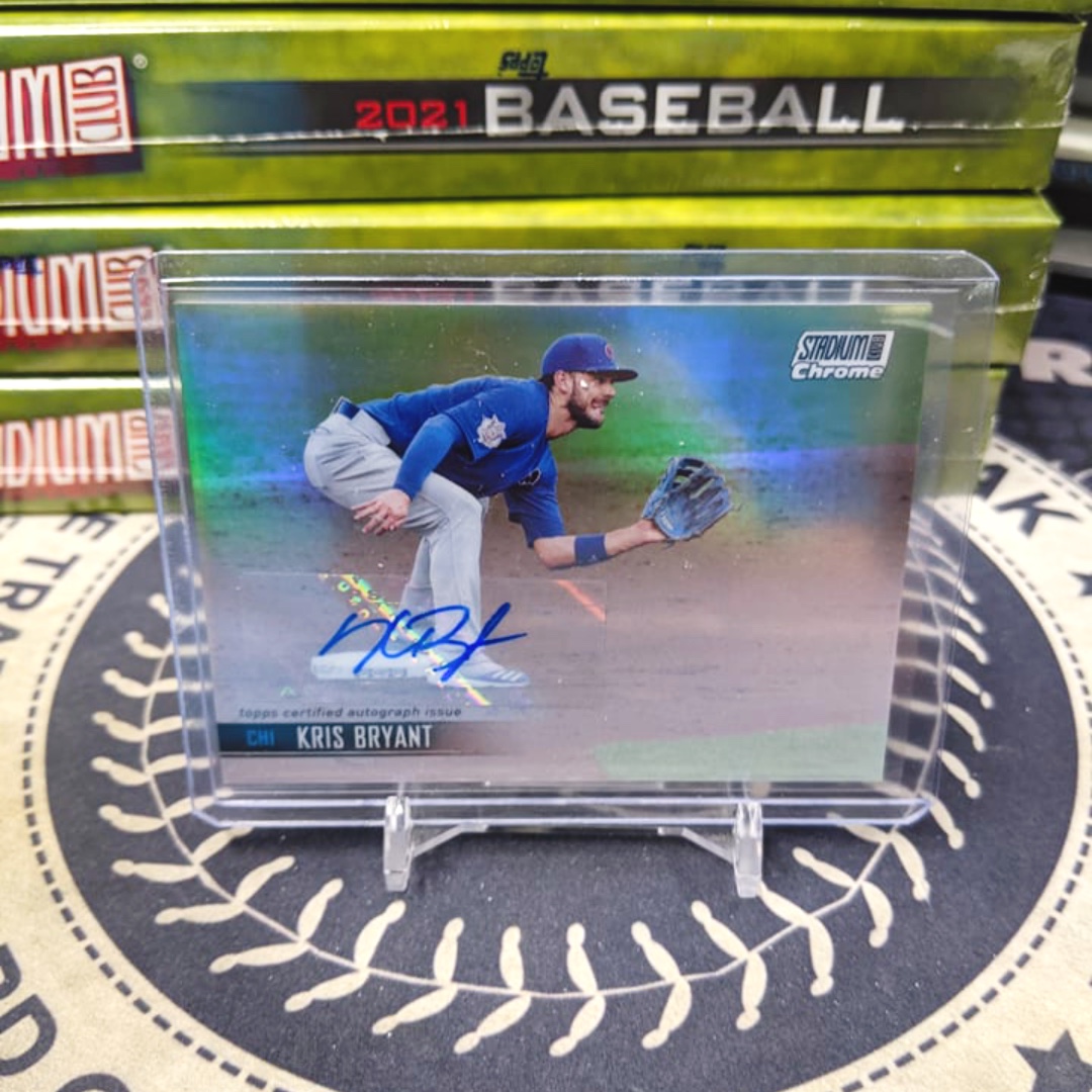 LiveCaseBreak's tweet photo. More ’21 Stadium Club Baseball! Kris Bryant Chrome ink /25! #MLB #Topps #ToppsBaseball #KrisBryant #KrisBryantCards #CollectBaseballCards #Cubs #ChicagoCubs #TheHobby #ToppsChrome https://t.co/S0RHBKssEQ