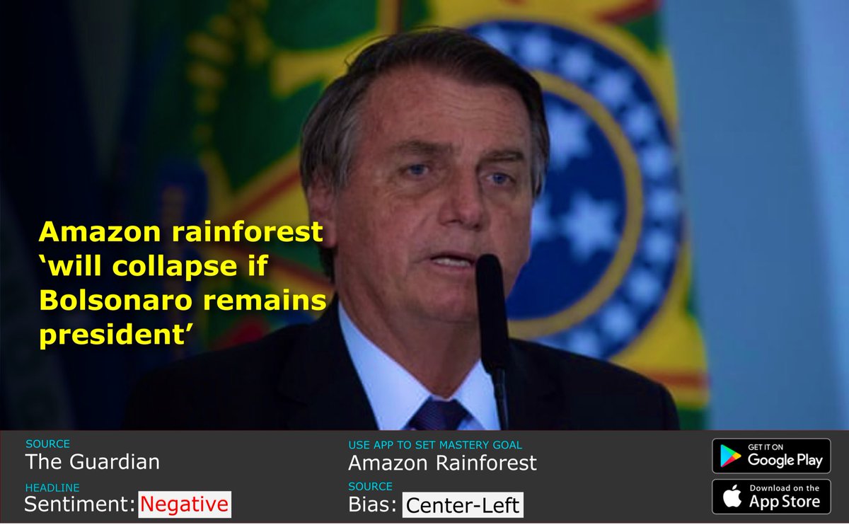 newslyticsapp's tweet photo. Amazon rainforest ‘will collapse if Bolsonaro remains president’
Url - https://t.co/7tLuugUNtc

Get full control over your news https://t.co/eIRgyKM67L 

#brazil #bolsonaro #Amazon #climate #climatechange #politics #news #breaking #trending #stocks #crypto #fleets https://t.co/O8WkDdaXc0