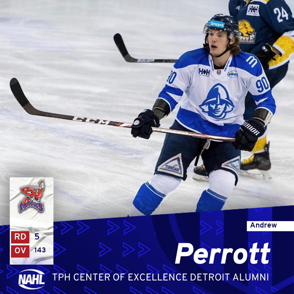tphhockey's tweet photo. Congratulations to Andrew Perrott for being selected 143rd in Round 5 of the NAHL Entry Draft by the @mudbugshockey. Andrew is a @TPHDetroit 
Alumni. #TPHTrained https://t.co/QgIMmC9tav