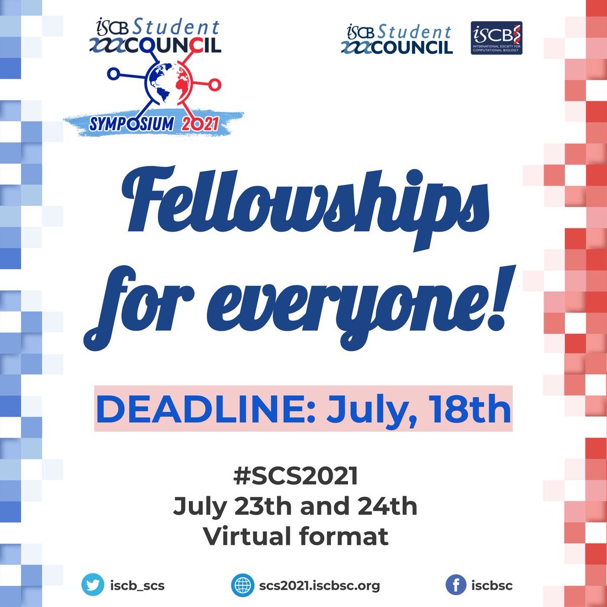 iscb_scs's tweet photo. >>>BREAKING NEWS<<<
📢If you were not eligible for the CABANA fellowships, doesn't matter!
🌍We open #fellowships for all students around the world!
🚨You no longer have excuses not to attend our symposium.
🖥️Apply now: https://t.co/w0SEvVVFGa
🗓️Deadline: July 18th
@iscb @iscbsc https://t.co/r2GoUOlubd