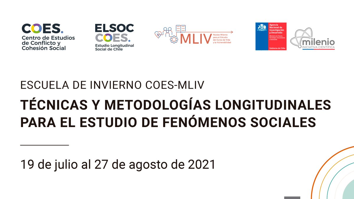 📈💻 ¡ESCUELA DE INVIERNO! "Técnicas y metodologías longitudinales para el estudio de fenómenos sociales" #COES <a href="/milenio_MLIV/">milenio_MLIV</a> ➡️ ¡Quedan pocos cursos! ➡️ coes.cl/escuela-invier…