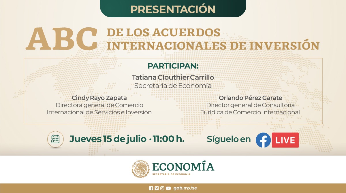 Mañana sigue la presentación del ABC de los Acuerdos Internacionales de Inversión.

🗓️ 15 de julio
⏰ 11:00 h.
💻Facebook.com/SE.ECONOMIA