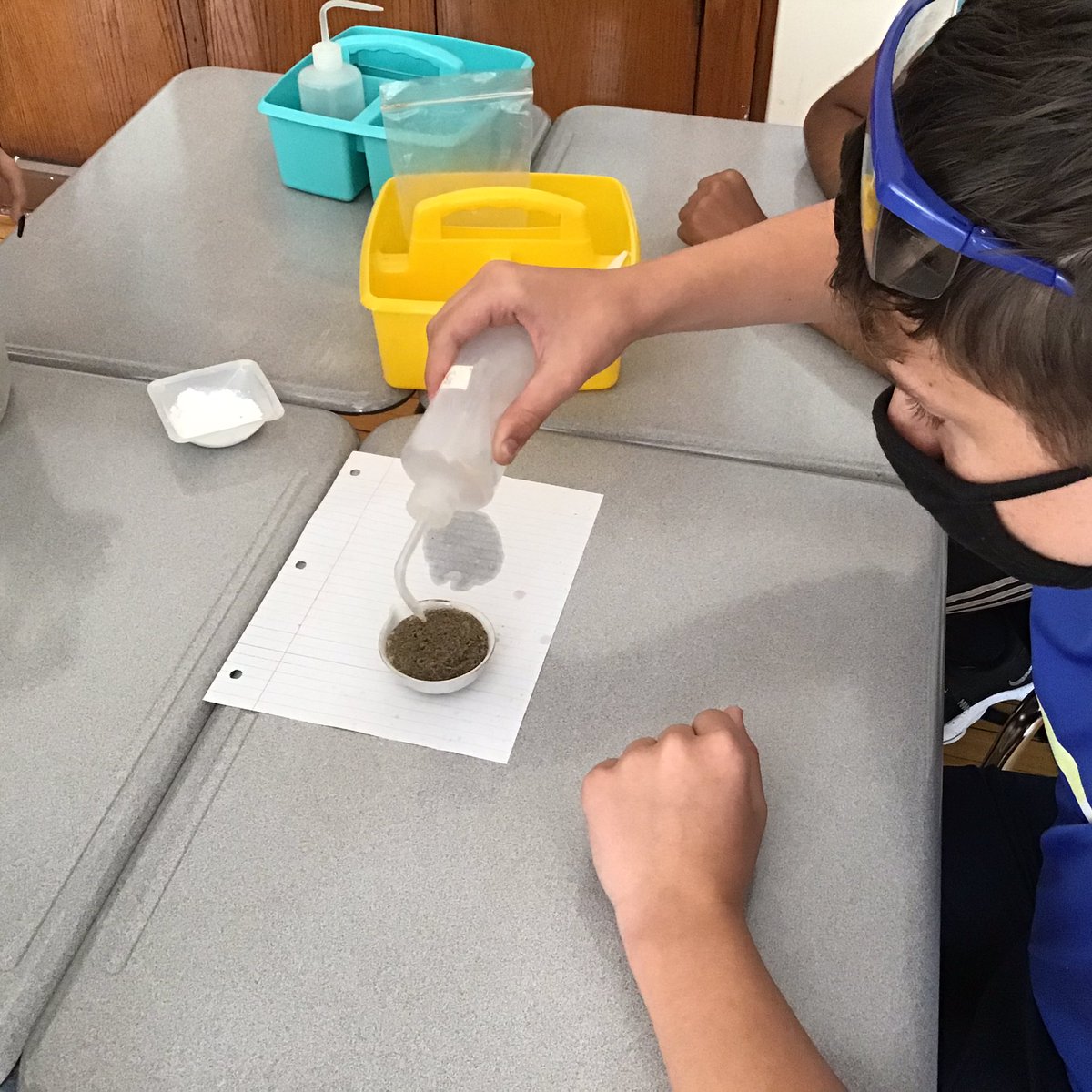 Students in Ms. Tun’s class are doing simple chemistry experiments using items found in your kitchen. After completing the experiment, students answer specific questions about the activity.