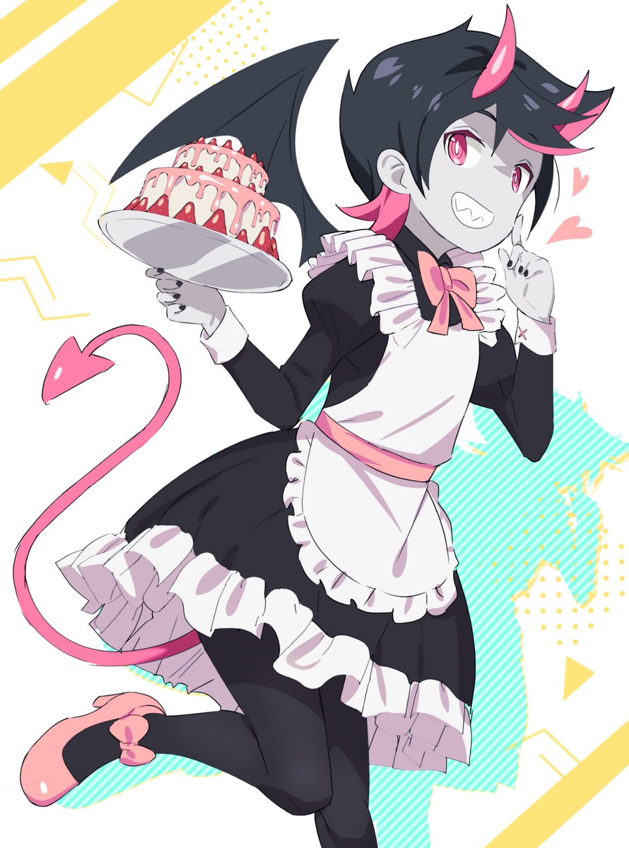 demon maid servin up sweets! 😈🍰🎂💖🍬🍭

[ commission by tomatomagica.carrd. co ]