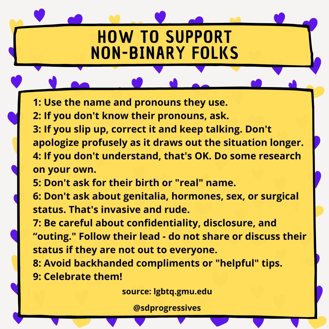 SDProgressives's tweet image. Happy #InternationalNonbinaryDay 💛🤍💜🖤

We see you! Be your most wonderful and authentic self today and every day 💖✨