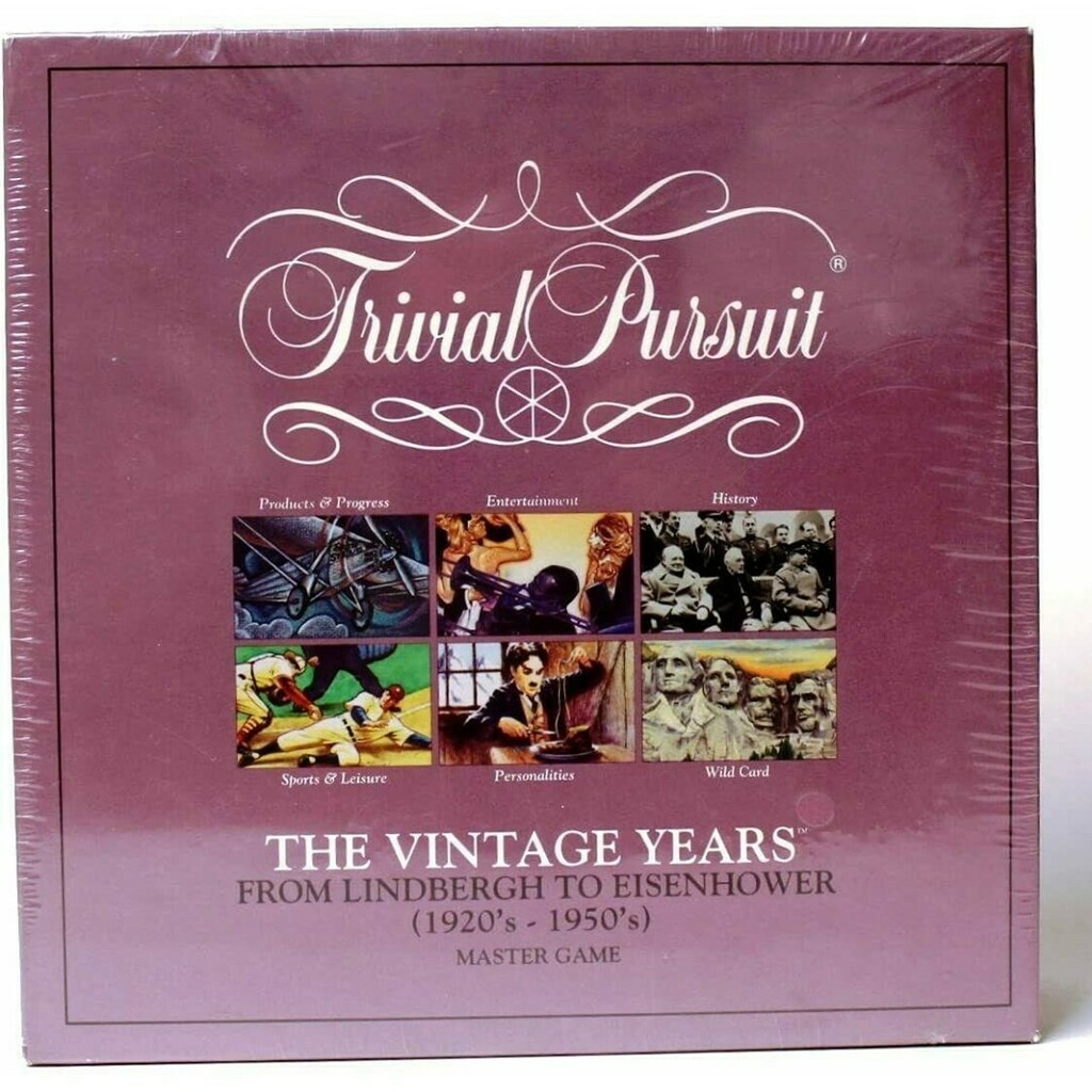 Suaviterinmodo's tweet photo. NEW Trivial Pursuit The Vintage Years 20's-50's Master Game Board Game SEALED⠀
#trivialpursuit #thevintageyears #1920s #1950s #mastergame #boardgame #new #sealed⠀
https://t.co/NgfjAr5ZEf https://t.co/RQe9eSK0qv