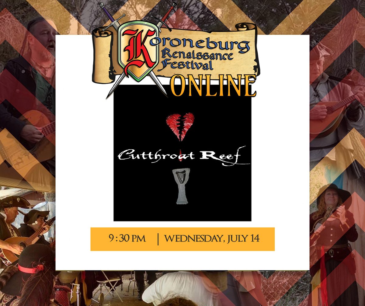 Phew! You're ~cutting~ it close! 😉 It's the LAST PERFORMANCE of the night (and our 2021 online festival!) with Cutthroat Reef at 9:30 on the Bluff Stage. 

It's your last chance to join us!: renfestcorona.com/koroneburg-onl…