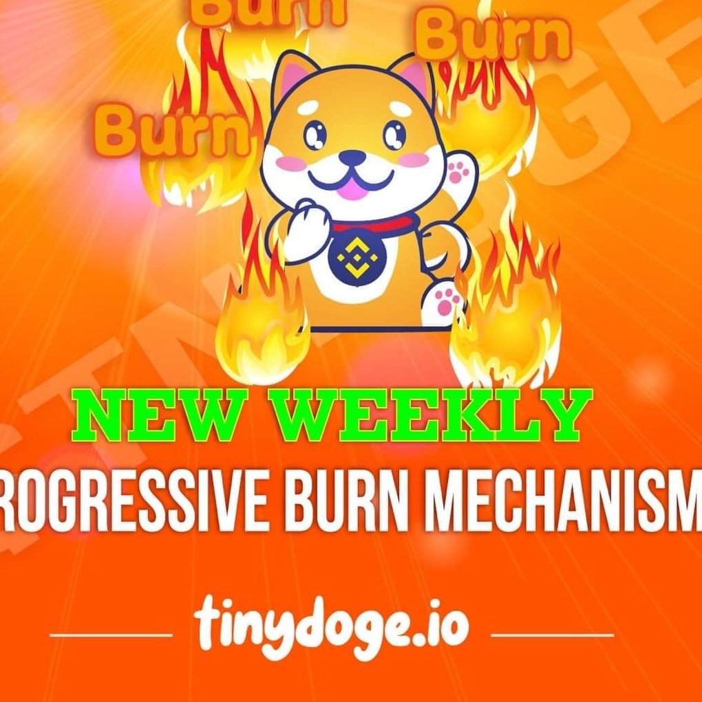🔥MASSIVE BURNING NEWS

Every week, 10% of the tokens in the Marketing Wallet will be burned to reduce total traffic and bring more benefits to investors.

The first Weekly Burn will take place at 12.00pm UTC July, 17th 2021.

Detail: t.me/TinyDOGEchanne…

#TinyDOGE 
<a href="/elonmusk/">Elon Musk</a>
