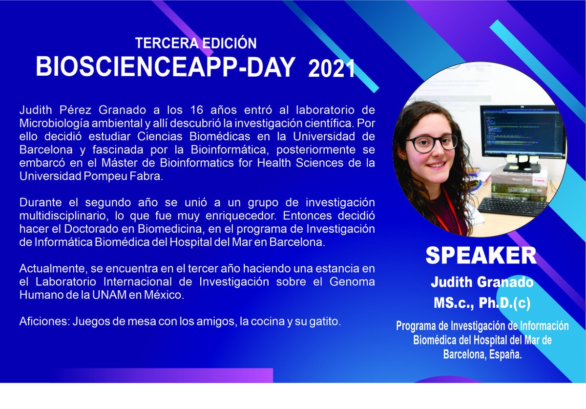 AppBioscience's tweet image. Este 🗓️16 de junio los invitamos a participar a nuestro #BioScienceApp Day,  tendremos a la Dr.(c) Judith Pérez autora y desarrolladora de base de datos ResMarkerDB . forms.gle/X6DCKQ9AGiy98g…
#Bioinformatics #BioinformaticsTools #anticuerpos #Cancer #ResMarkerDB #PompeuFabra