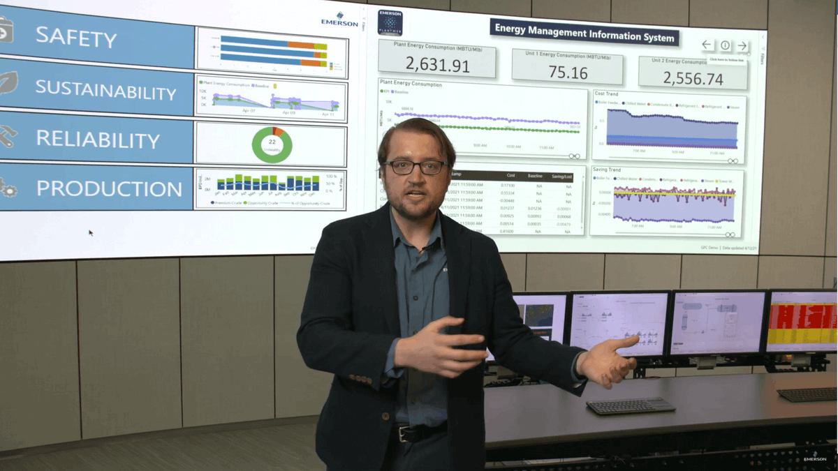 Cynmplicity's tweet photo. Michael Tworzydlo shows how Plantweb Optics Analytics software helps drive #sustainability performance improvements in energy use &amp; emissions. https://t.co/2oeMDHJ2zP #pauto #digitaltransformation https://t.co/l9I1ctS42j