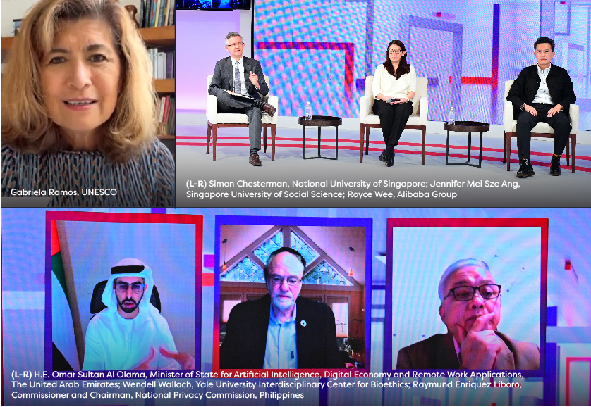 ProfChesterman's tweet photo. We talk a lot about the risks and opportunities of #AI, but will those risks and opportunities be distributed equitably?
#ATxAI with @GabRamosP (UNESCO), @OmarSAlolama (UAE), Raymund Liboro (Philippines), Royce Wee (Alibaba), Jennifer Mei Sze Ang (SUSS) & @WendellWallach (Yale). https://t.co/hAosELjWpe