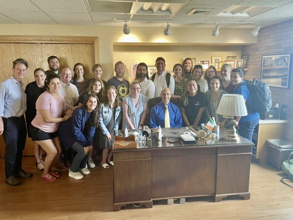 maggie_steiss's tweet photo. Storytelling courtesy of @padreFJ in Fr. Hesburgh’s office today! #RLP19 https://t.co/p52zBEBTCO