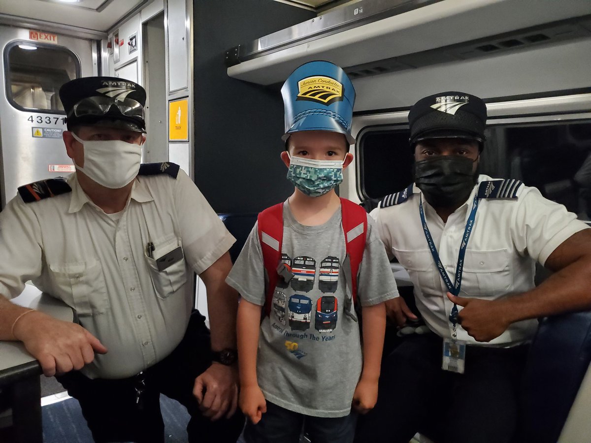 suzy_says's tweet photo. My six year old had the best @Amtrak ride from #NYP to #NCR! These amazing conductors made Joey feel right at home ❤️ #conductors #amtrak #northeastcorridor #train137 #137northeastregional @AmtrakCareers https://t.co/8bD3Cl57tp