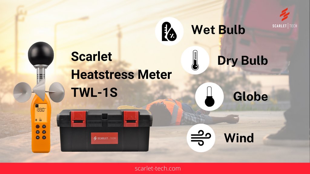 scarlet_tech's tweet photo. Scarlet TWL-1S measures air temperature, humidity, radiant heat and wind speed to come up with instructions for work, rest and hydration plan. #heatstress #workersafety #hydration https://t.co/CoTphIRj7P