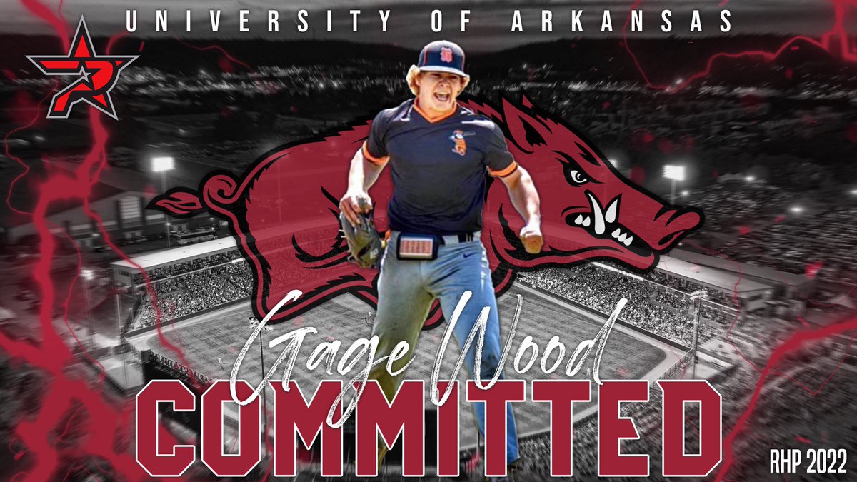 .<a href="/RazorbackBSB/">Arkansas Baseball</a> has picked up a stud for the 2022 class as @DiamondPioneers RHP <a href="/GageWood_14/">Gage Wood</a> has committed to the Hogs!! 138 strikeouts for Batesville this spring. FB 90-93 and 12-6 CB 72-76 CH 76-80 and getting better!! Congrats Gage!! <a href="/RRainwater1037/">Randy Rainwater</a> <a href="/TheHawgTalk/">Hawg Talk Podcast</a> <a href="/sully7777/">Steve Sullivan</a>