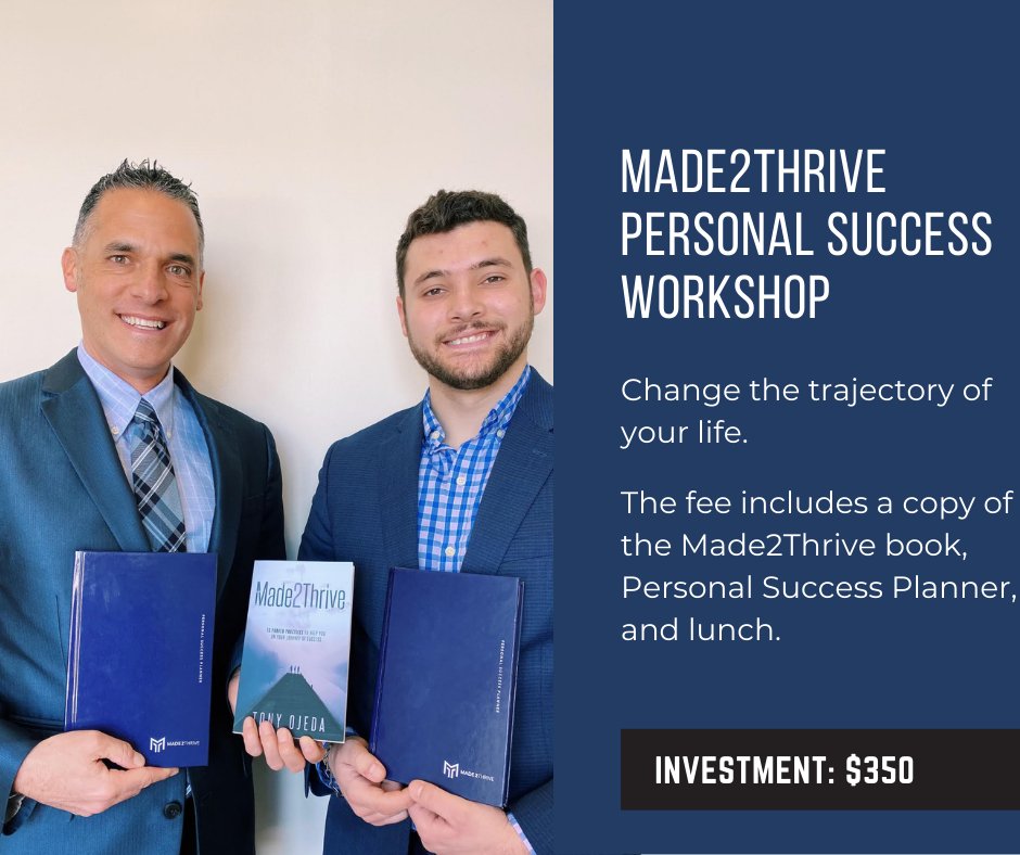 made2_thrive's tweet photo. Get hands on, personal training in the Made2Thrive Success system!  Seating is limited, so email us at thrive@made2thrive.live right away to register!
#leadership #m2t #madetothrive #personaldevelopment #success #growth #coach #lifecoach #coaching #careercoach #developmentcoach https://t.co/nzjbsjZAKm