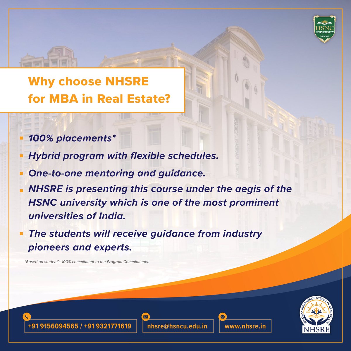 A FUTURE-ORIENTED PROGRAM OF MBA IN REAL ESTATE

There’s a million reasons why students looking to make a career in Real Estate should join our MBA program, here’s a few of them to help make up your mind

#businesseducation #realestate #hsncuniversity #mbacourse #realestatemarket