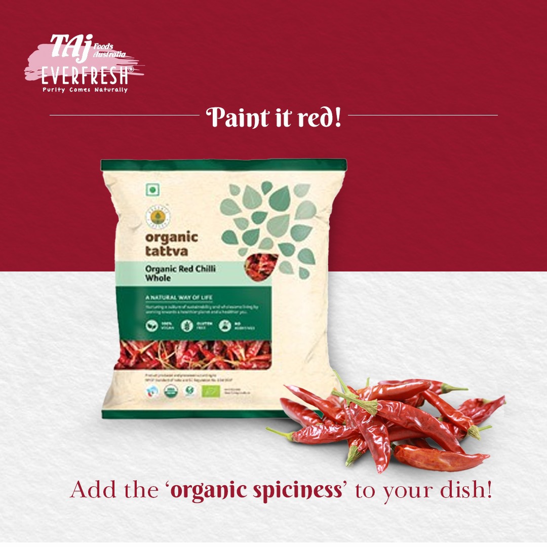 The correct spice can liven up your entire dish! That is what you get with Organic Tattva Organic Red Chilli. Spice up your life with TAJ!

#tajfoodsaustralia #ricebenefits #nutrition #riceneeds #tajrice #australia #spices #ricerecipe #healthyrecipe #tajeverfresh