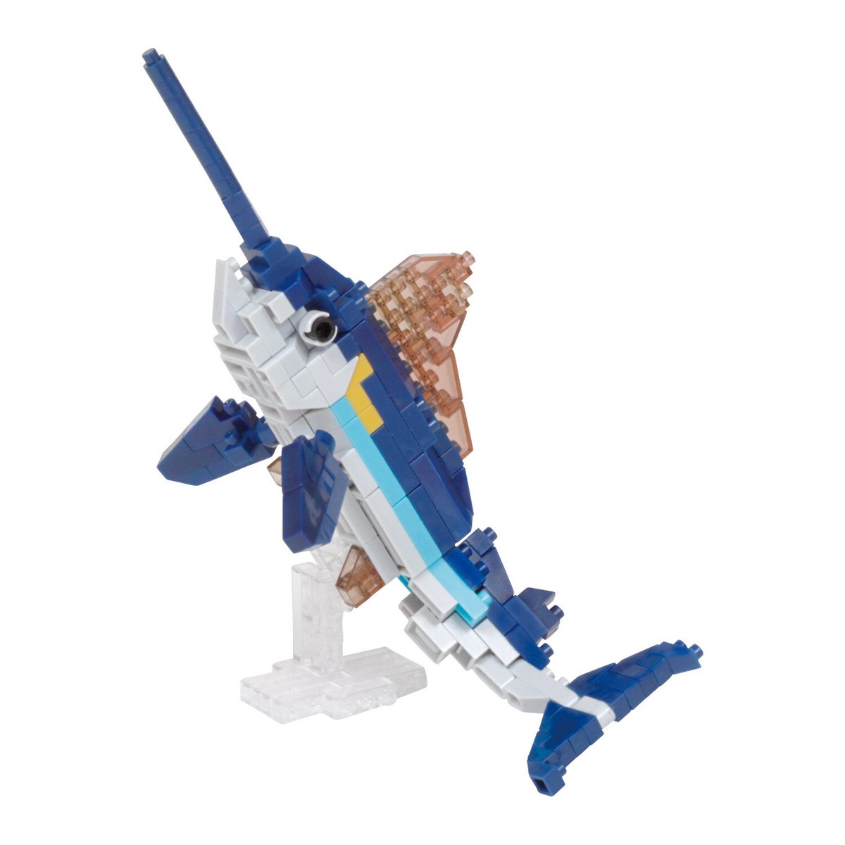 nanoblockmen's tweet photo. \8月7日発売/
ミニコレクションシリーズに大型肉食魚「#カジキ」が登場🌟

特徴である剣のように長く鋭く伸びた上顎、高速で泳ぐために洗練された滑らかなフォルムを、水面から飛び跳ねた瞬間の躍動的なポーズで再現❗️

詳しくはこちら⬇️
https://t.co/GfeqRlza9F

#nanoblock https://t.co/xCb5kw9x8y